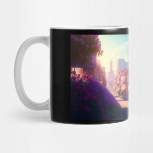 City street with beautiful flowers Mug